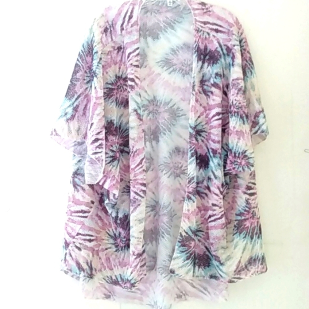 PURPLE TIE DYED MESH SWIM COVER SIZE 2X NWOT